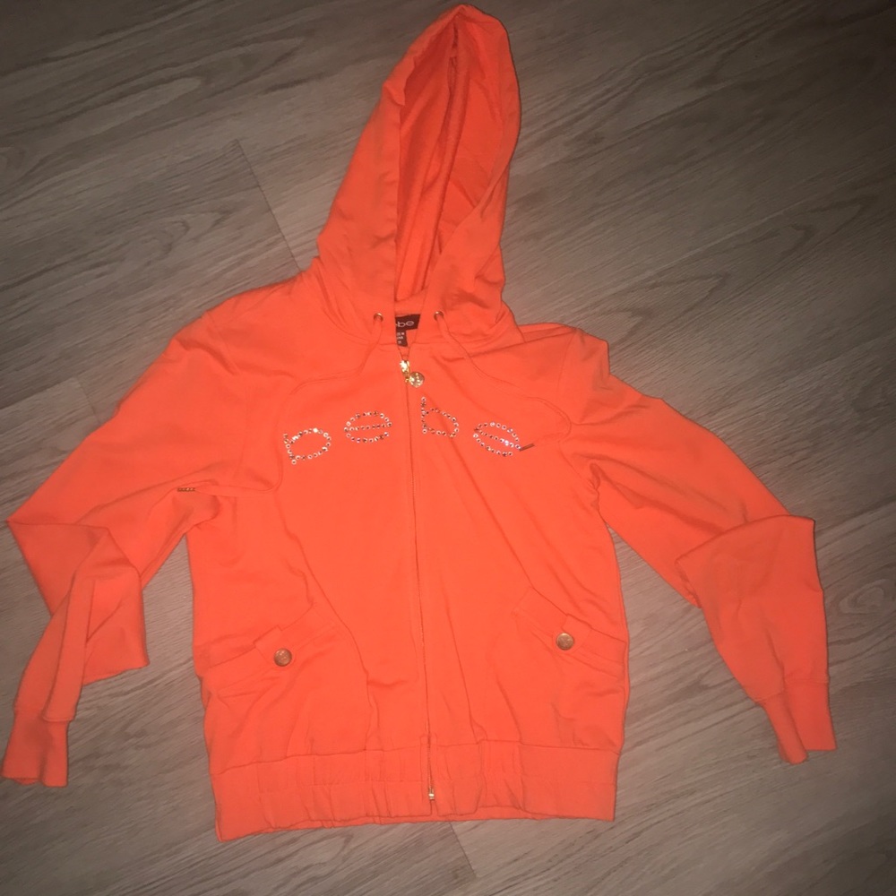 Orange Bebe hooded zip jacket